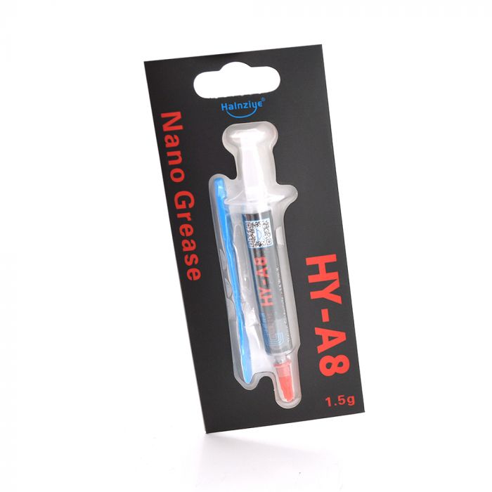 
					Професійна термопровідна паста HY-A8 1.5g, шприц, Grey, >5.8W/m-K, 90000 МПа. З, <0.201°C-in²/W, -30°≈280°, 73CPS, Blister Q40