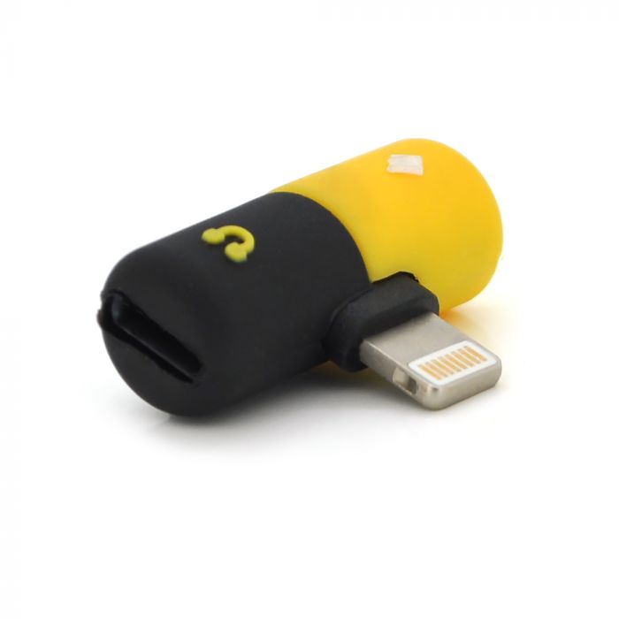 
					Перехідник 2 в 1  Lighting(M) => 2 x Lighting(F), Black/Yellow, Box