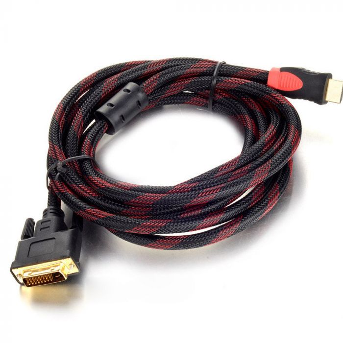 
					Кабель HDMI (тато) -DVI (тато) 1,5 метра 2 фериту обплетення круглий Пакет, Q150