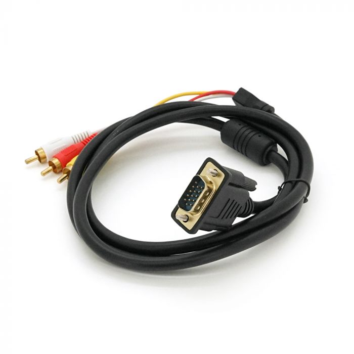 
					Кабель VGA (тато)-3RCA (тато) 1.5m, Black/Red, обплетення, пакет
