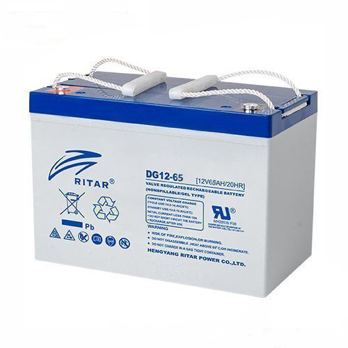 
					Акумуляторна батарея GEL RITAR DG12-65, Gray Case, 12V 65Ah (350 х 167 х 182) Q1/48