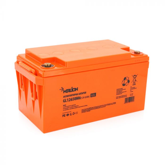 
					Акумуляторна батарея MERLION GL12650M6 12 V 65 Ah (348 x 168 x 178) Orange Q1/48