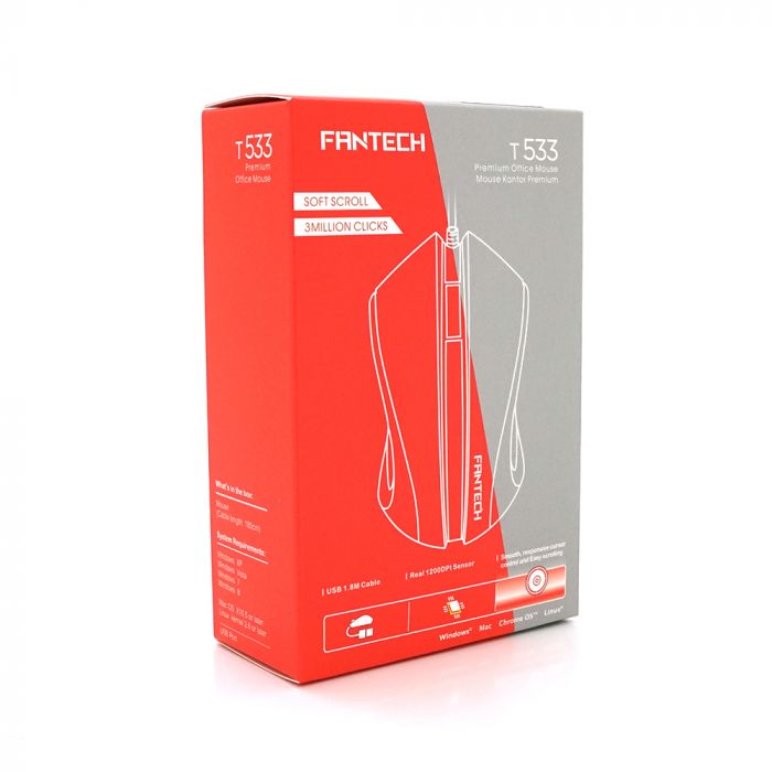 
					Миша провідна Fantech T533, 3 кнопки, 1200 DPI, 1,8 м, Win7/8/10 Mac OS, Black, COLOR BOX (138*56*192) 0.23 кг, Q100
