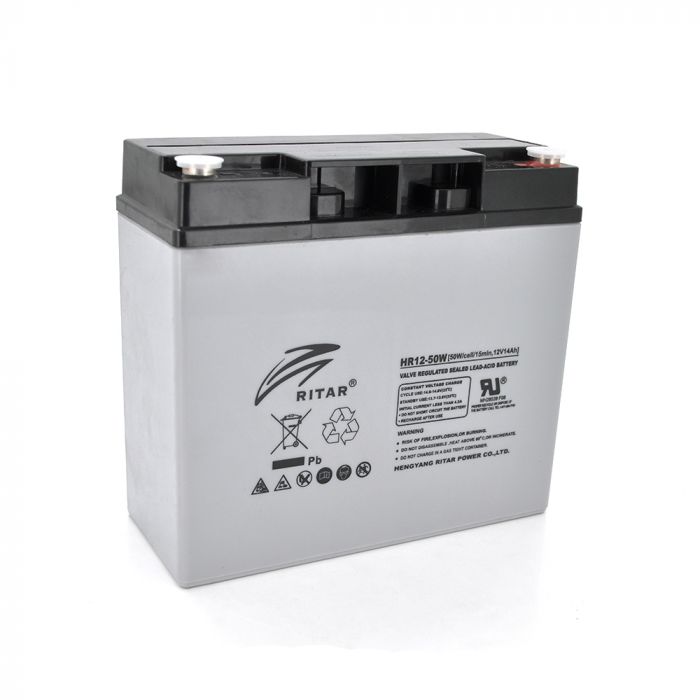 
					Акумуляторна батарея AGM RITAR HR1250W, Gray Case, 12V 14.0Ah ( 181 х 77 х 167 ) 4.30kg Q4