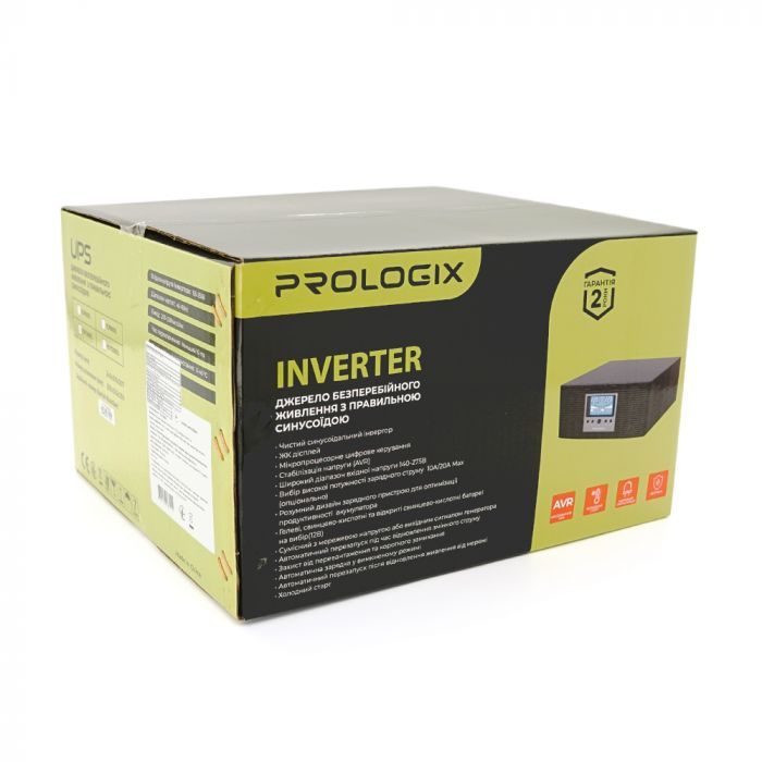 
					ДБЖ Prologix ВА1000-12 (800Вт), під зовнішній АКБ 12V(LiFePo4/GEL/AGM), струм заряду 10/20A