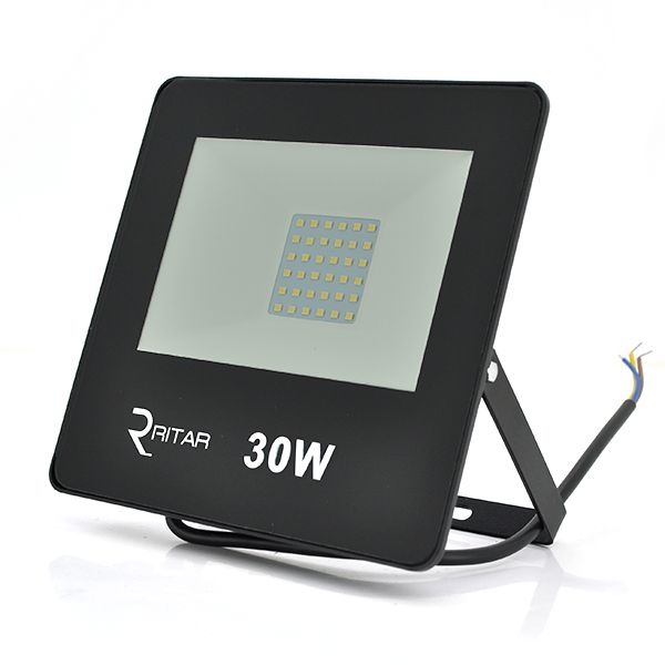 
					Прожектор SLIM LED RITAR RT-FLOOD30A, 30W, SMD2835, IP65, 2400Lm, 6500K (100%), Ra>70, 141*106*28mm, Black