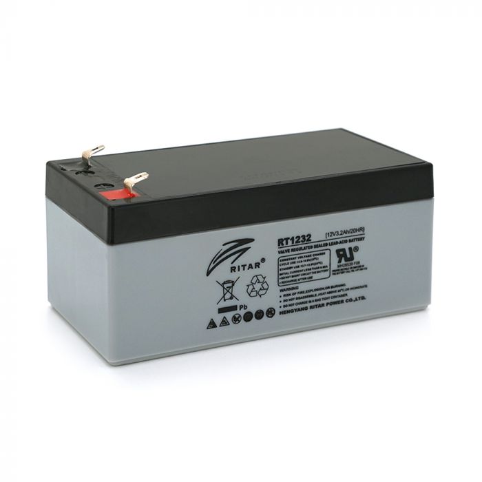 
					Акумуляторна батарея AGM RITAR RT1232, Gray/Black Case, 12V 3.2Ah (133 х 67х 59 (63) ) Q10
