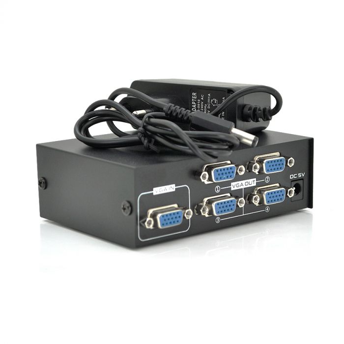 
					Активний спліттер VGA сигналу KV-FJ2504S 150MHz 4 Port, DC5V/2A