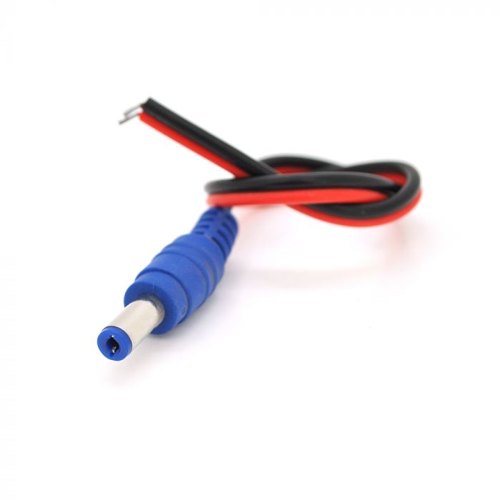 
					Роз'єм живлення DC-M (D 5,5x2,1мм) => кабель довжиною 25см black-red, Blue Plug OEM Q100