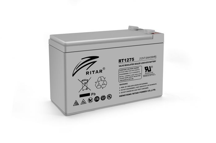 
					Акумуляторна батарея AGM RITAR RT1275, Gray Case, 12V 7.5Ah ( 151 х 65 х 94 (100) ) Q10