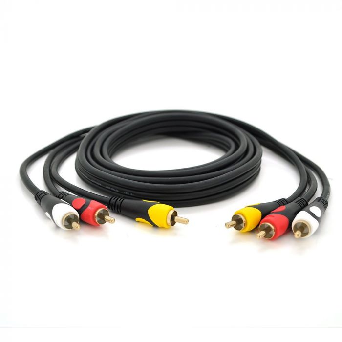 
					Кабель Audio-Video 3хRCA (тато) => 3хRCA (тато), GOLD connector, CU, круглий, білий, 1,8 м, (Пакет) Преміум, Q150