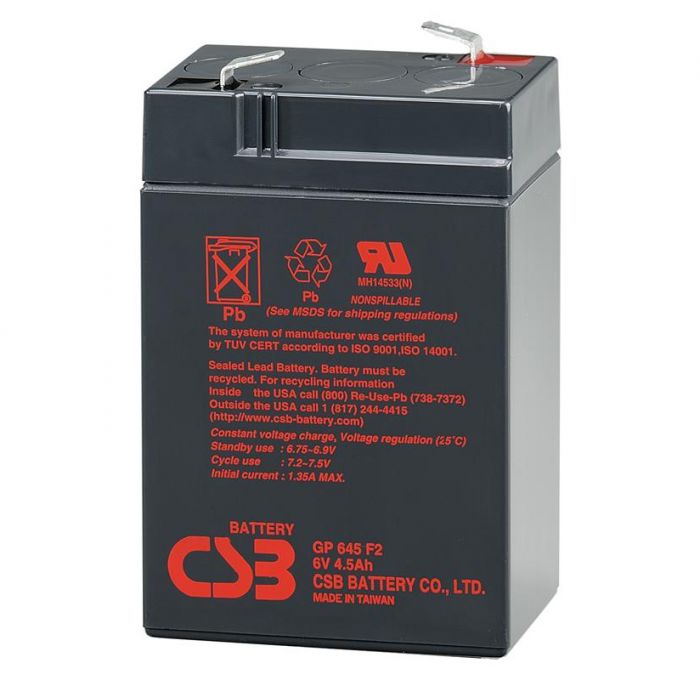 
					Акумуляторна батарея CSB GP645, 6V 4.5Ah Q20