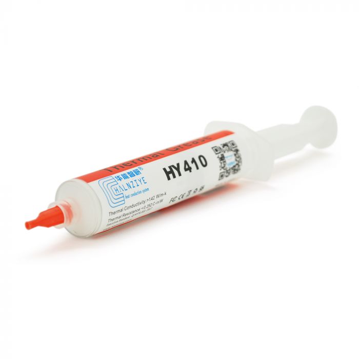 
					Паста термопровідна HY-410 30g, шприц, White, >1,42W/m-K, <0.262°C-in²/W, -30°≈280°, В'язкість -1K cPs, OEM Q5