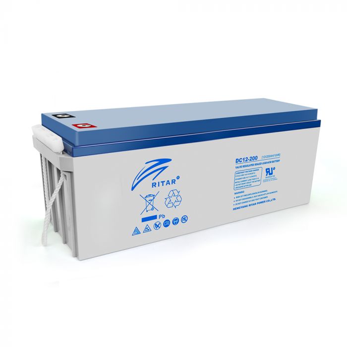 
					Акумуляторна батарея AGM RITAR DC12-200, Gray Case, 12V 200Ah (522 х 240 х 219 (224)) Q1/18