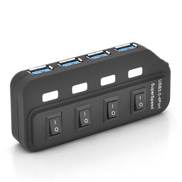 
					Хаб USB 3.0, 4 порти, з перемикачами, підтримка до 2TB, 5Gb/s, кабель 0,6м, Блістер