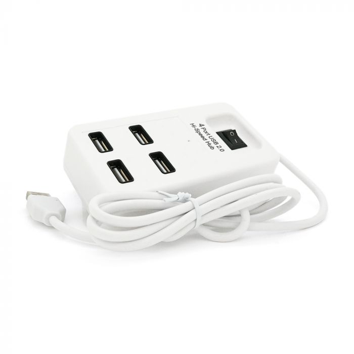 
					Хаб USB 2.0 4 порти, White, 480Mbts живлення від USB, з вимикачем, Blister Q100