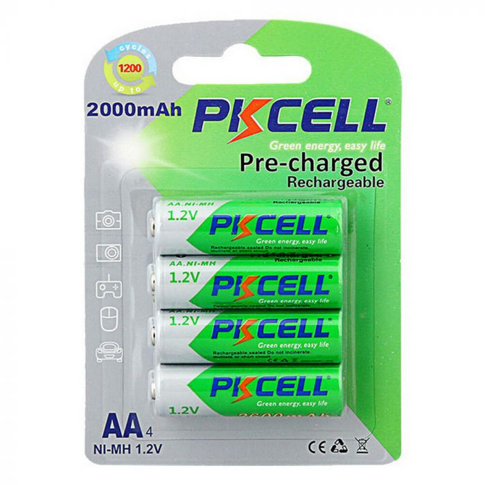 
					Акумулятор PKCELL 1.2V AA 2000mAh NiMH Already Charged, 4 штуки у блістері ціна за блістер, Q12