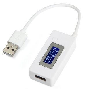 
					USB тестер KCX-017 напруги (3-7V) і струму (0-3A) ємності батарей для зарядки (0-19999mAh), White