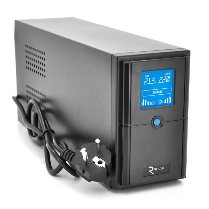 
					ДБЖ Ritar E-RTM1200 (720W) ELF-D, LCD, AVR, 3st, 3xSCHUKO socket, 2x12V7Ah, metal Case. Q2 (405*195*285)  10.2 кг (340*120*190)