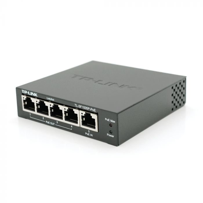 
					Комутатор POE 48V 4 порти POE + 1 Uplink POE IN , 48-52 V корпус-метал, Black, живлення від POE комутатора/інжектора!
