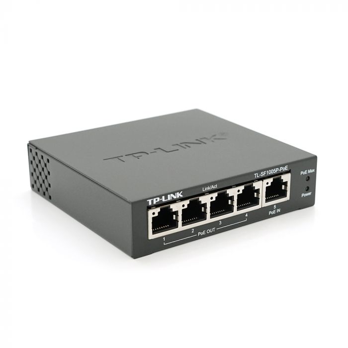 
					Комутатор POE 48V 4 порти POE + 1 Uplink POE IN , 48-52 V корпус-метал, Black, живлення від POE комутатора/інжектора!