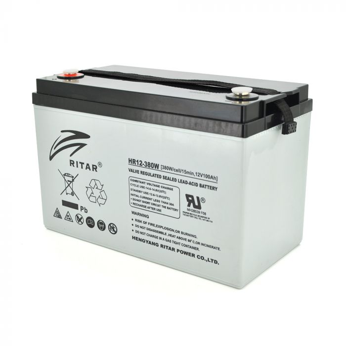 
					Акумуляторна батарея AGM RITAR HR12380W, Gray Case, 12V 100.0Ah ( 328 х 172 х 215 (220 )) 30.50kg Q1/36