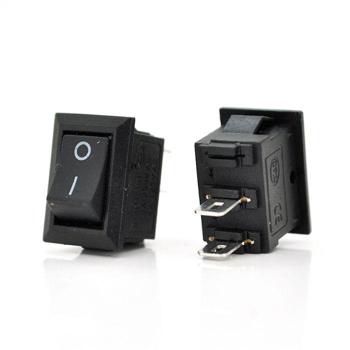 
					Перемикач ON-OFF KCD11-101 Small, 250VAC/3A, 2 контакти, Black, Q500