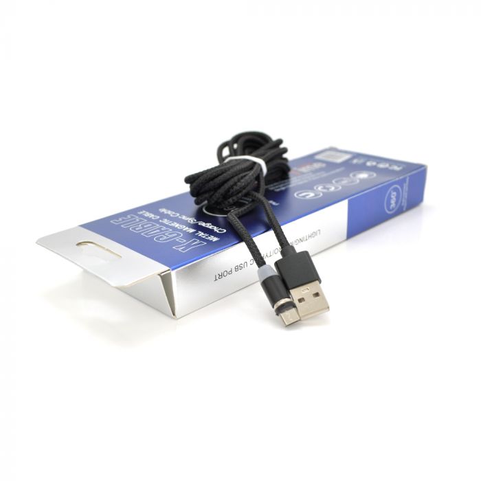 
					Магнітний кабель PiPo USB 2.0 / Micro, 2m, 2А, тканинна оплетка, броньований, знімач, Black, BOX