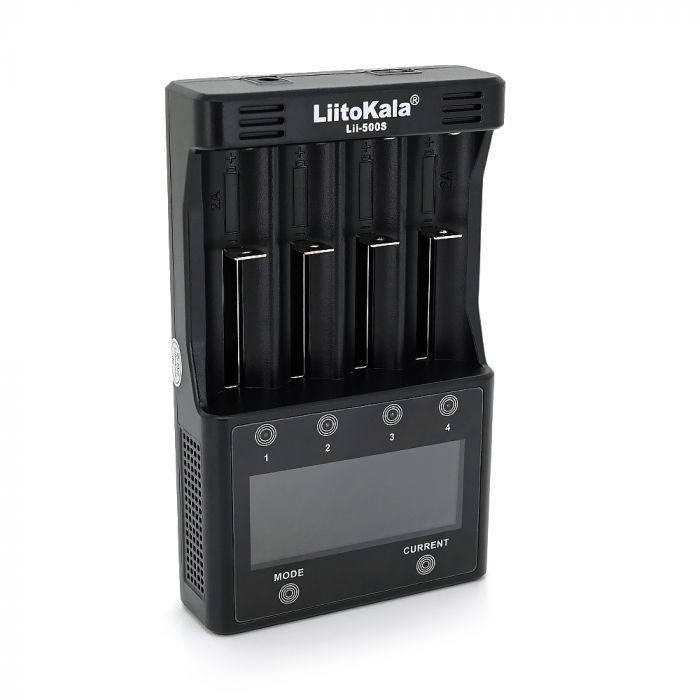 
					ЗУ універсальне Liitokala Lii-500S, СЗУ+АЗУ, 4 канали, LCD дисплей, підтримує Li-ion, Ni-MH та Ni-Cd AA (R6), ААA (R03), AAAA, С (R14)