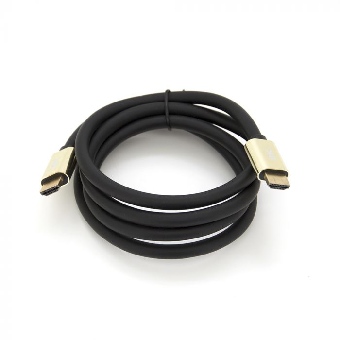 
					Кабель Merlion HDMI-HDMI 8K Ultra HD (7680x4320P), 1.5m, v2,1, круглий Black, коннектор Blue, Blister-box, Q100