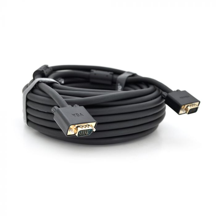 
					Кабель VEGGIEG VG-15 VGA 3 + 6, 15m, male to male (тато-тато), OD-8.0mm, 2 фериту, круглий Black, коннектор Gold, Box