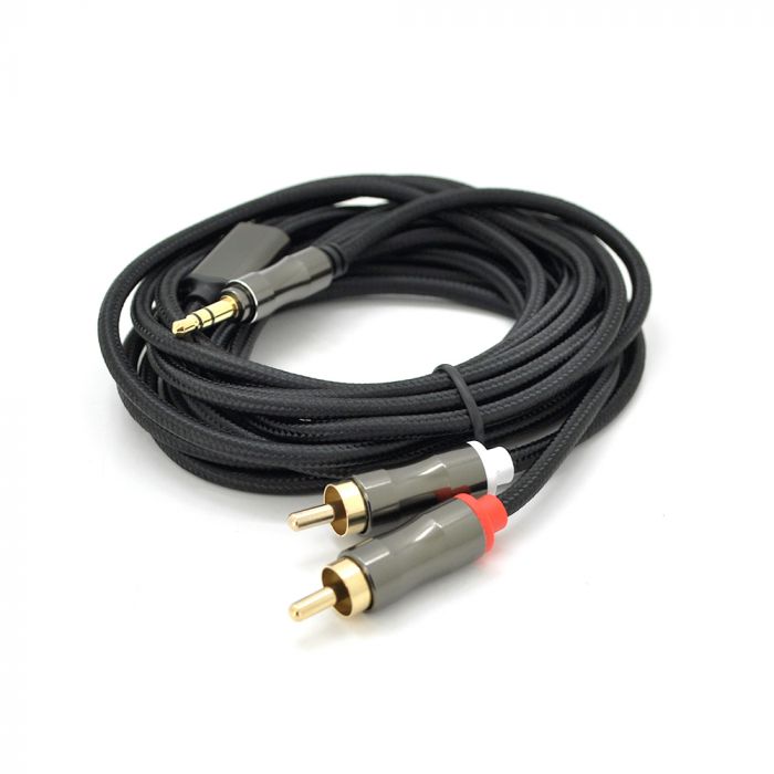 
					Кабель VEGGIEG AR2-3 DC3.5 (тато) => 2хRCA (тато), GOLD Jack, CU, Stereo, круглий, Black, 3 м, Пакет