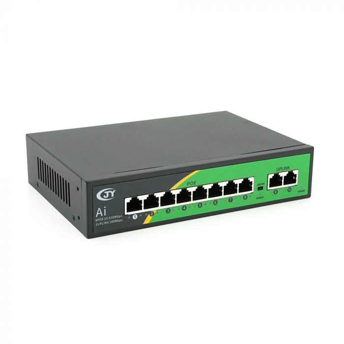 
					POE коммутатор JY-1010B 8 POE 10/100  + 2 RJ45 10/100 + встроенный блок питания 52V 2.3A