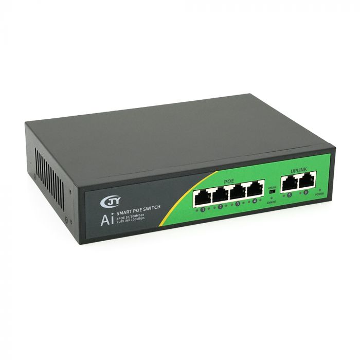 
					POE коммутатор JY-1006B 4 POE 10/100  + 2 RJ45 10/100 + встроенный блок питания 52V 1.38A