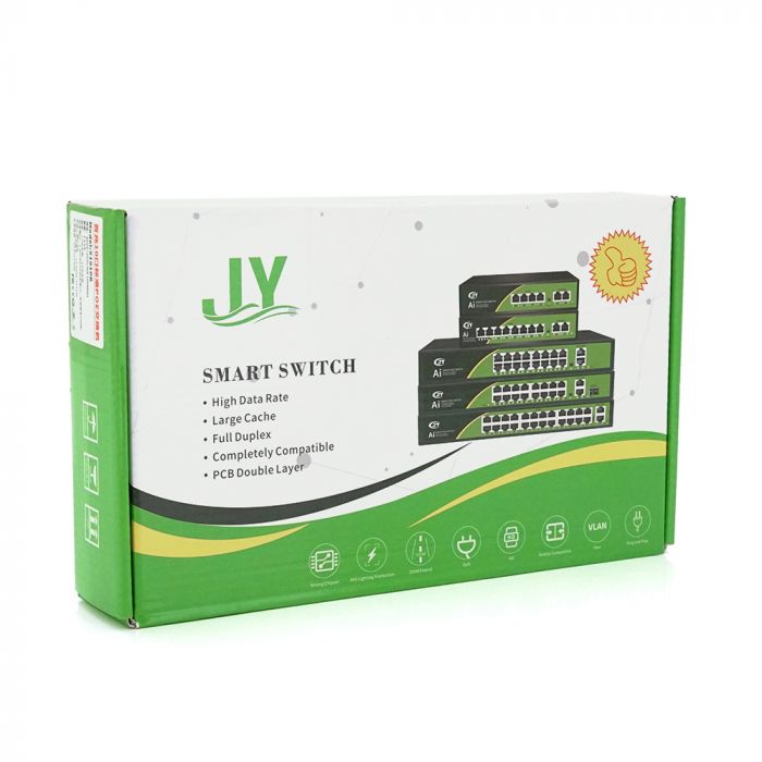 
					POE коммутатор JY-1006B 4 POE 10/100  + 2 RJ45 10/100 + встроенный блок питания 52V 1.38A