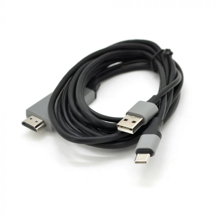 
					Конвертер MHL Type-C (тато) + USB (тато) => HDMI(тато) 2.0м, Black, 4K/2K, BOX