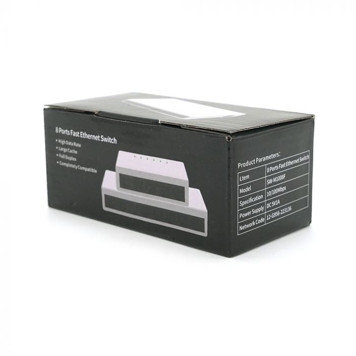 
					Комутатор Merlion MS1008 8 портів Ethernet 10/100 Мбіт/сек. DC 5V. Блок живлення 5V у комплекті Q100
