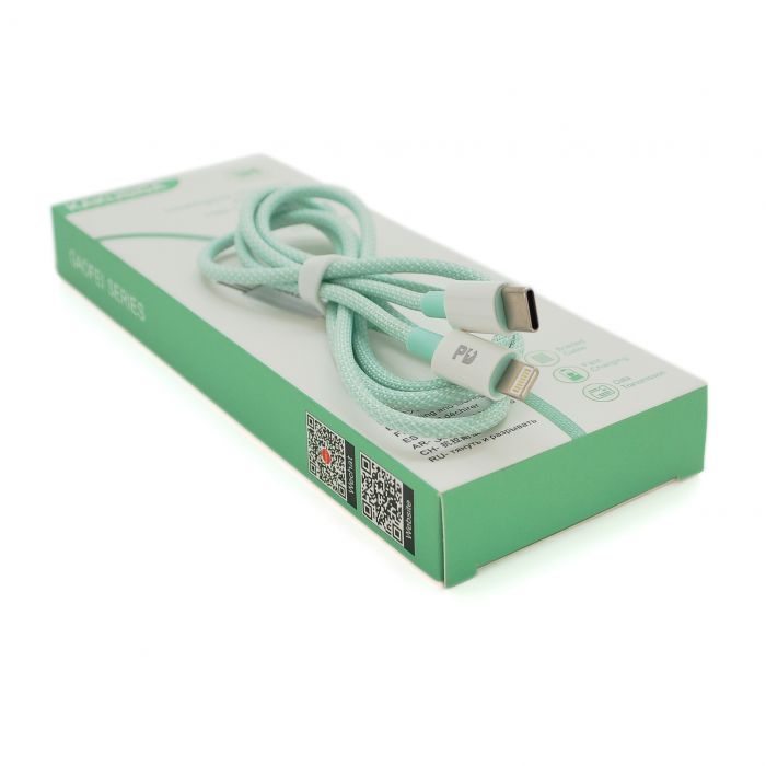 
					Кабель iKAKU KSC-723 GAOFEI PD60W smart fast charging cable (Type-C to Lightning), Green, довжина 1м, BOX