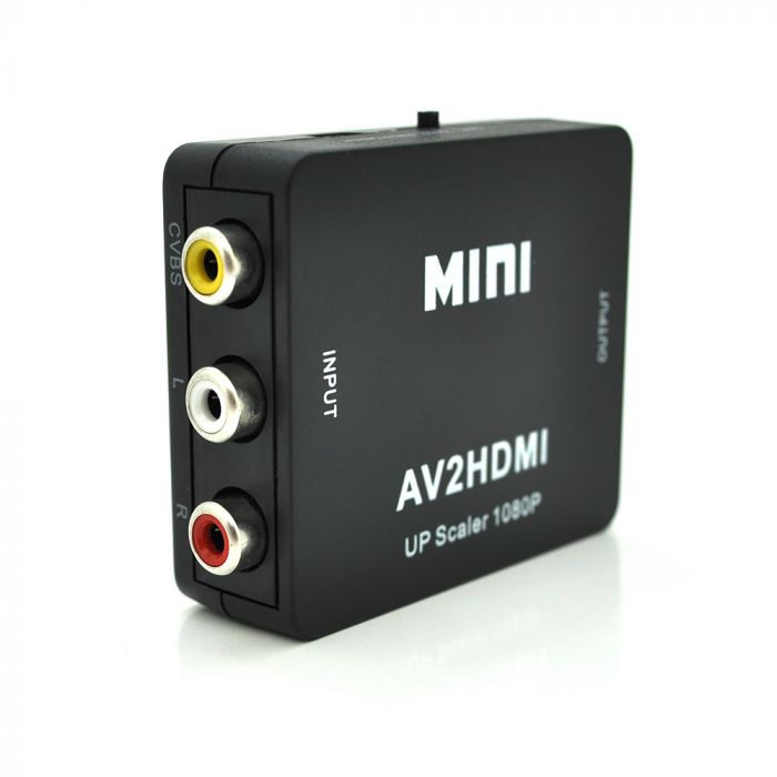 
					Конвертер Mini, AV to HDMI, ВХІД 3RCA(мама) на ВИХІД HDMI(мама), 720P/1080P, Black, BOX