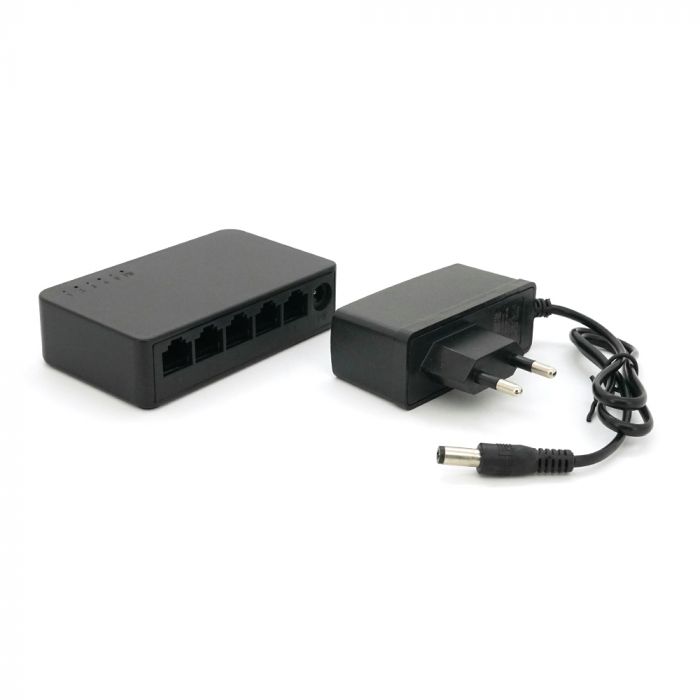 
					Комутатор Merlion MG1005 5 портів Ethernet 10/100/1000 Мбіт/сек. пластик DC 5V. Блок живлення у комплекті