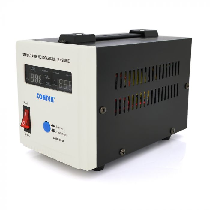 
					Стабілізатор напруги релейний Conter SVR-1000VA/750W однофазний, напольного монтажу, LED дисплей, DC150-270V, AC230±8%, 2Shuko, Q8