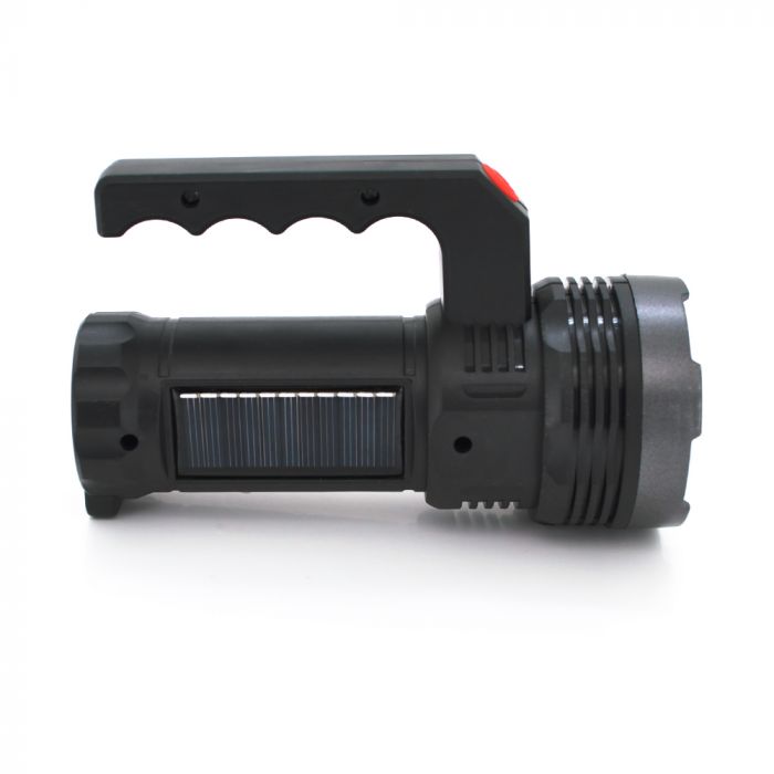 
					Ліхтар пошуковий USHL-828, 1LED T6+COB, 3W, 3+1 режими, 1200mah, Black, IP40, USB кабель+Solar, 150х60х90мм, BOX