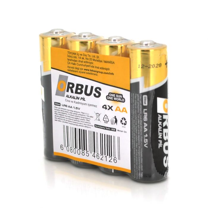 
					Батарейка лужна Orbus 1.5V AA / LR06, 4 штуки shrink