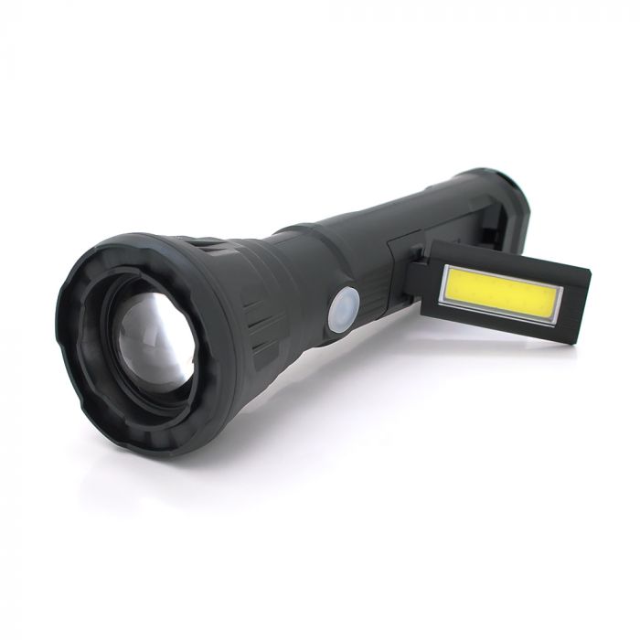 
					Ліхтарик ручний LATERNA JPL-2182A, 5W CREE Q5+COB, Zoom, 2+1 режим, вбудований акумулятор, IP40, 200х65х40. Blister