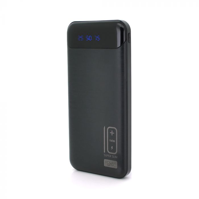 
					Powerbank TX-10 10000mAh, 2USB, White/Black, (245g), Blister