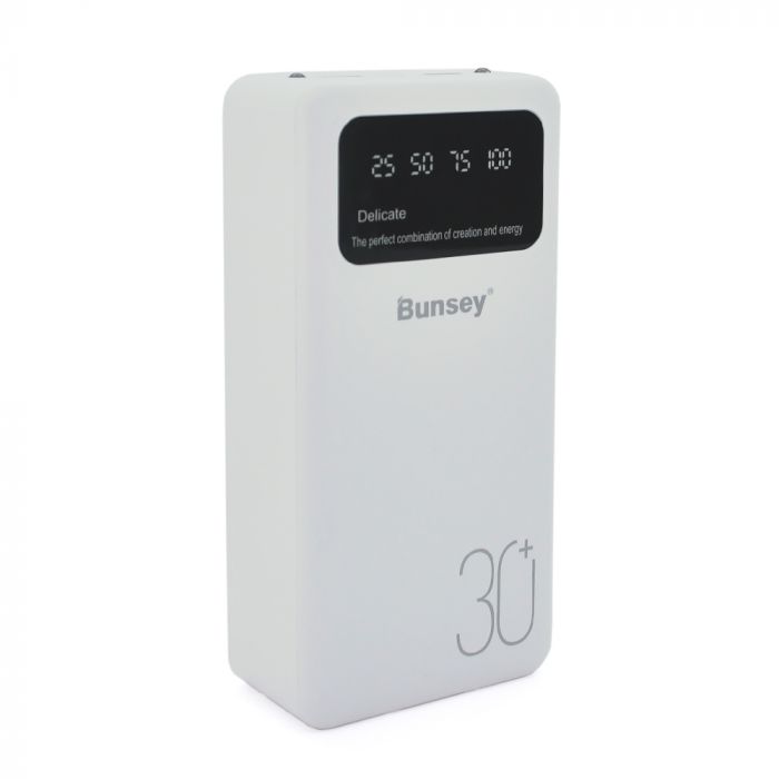 
					PowerBank Bunsey BY-12 30000mAh, Input:MicroUSB+Type-C, Output:2USB/Type-C, QC22.5W/PD20W, White