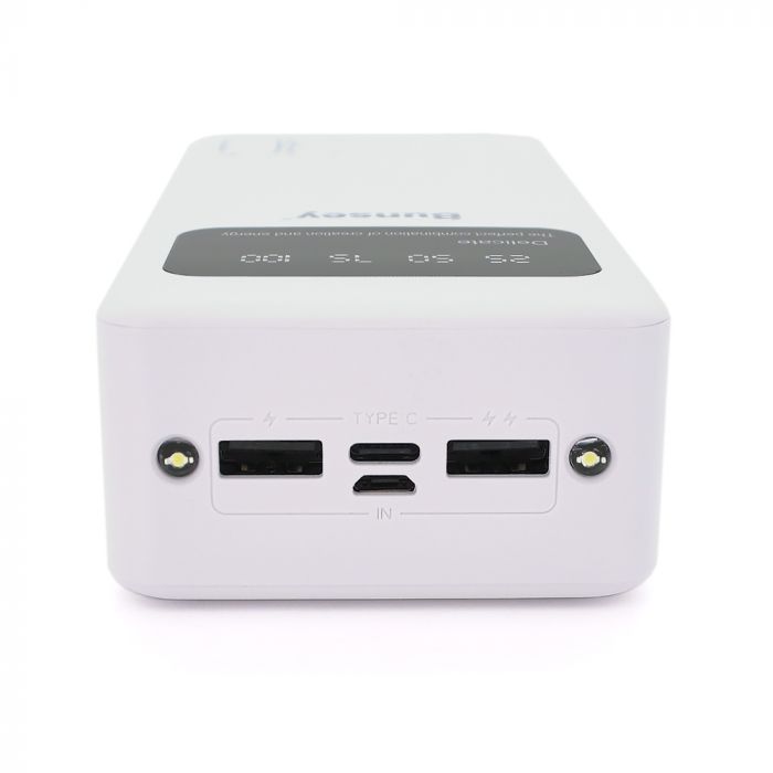 
					PowerBank Bunsey BY-12 30000mAh, Input:MicroUSB+Type-C, Output:2USB/Type-C, QC22.5W/PD20W, White
