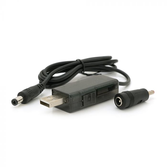 
					Кабель для роутера 5.5/2.5mm(M)=> USB2.0 (Out:12V/9V)+перехідник 5.5/2.5mm(F)=> 3.5*2.0(M), 1м, Black, OEM