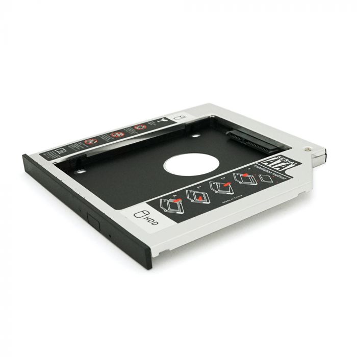 
					Адаптер підключення HDD 2.5'' 9.5 mm у відсік привода ноутбука SATA/mSATA (HDC-25), корпус aluminum, Blister, Q100