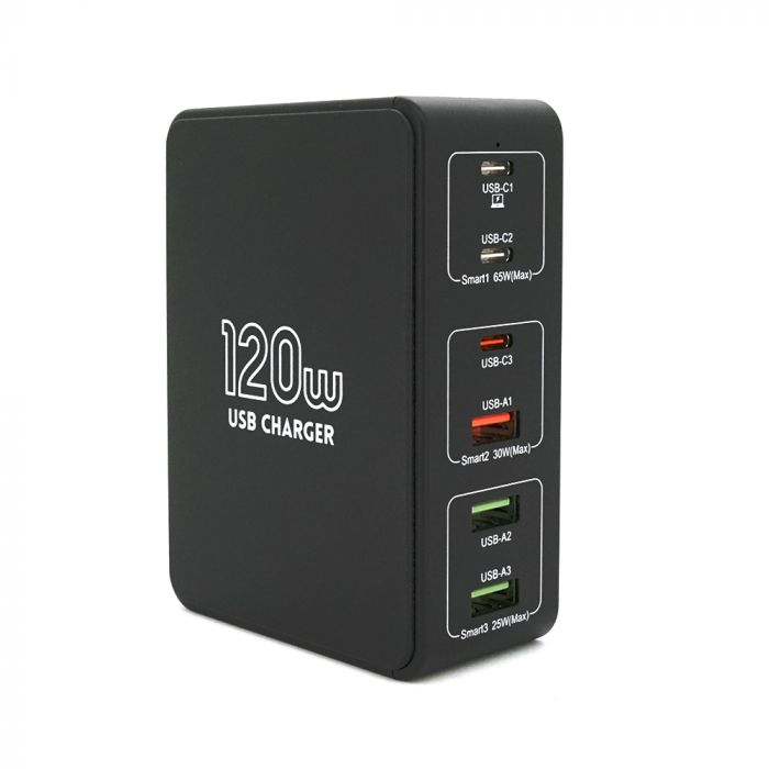 
					Зарядна станція V-818H потужністю 120W, Output: 3USB+3Type-C, DC: 5V/3, 9V/3A, 12V/3A, 20V/3.25A, Black